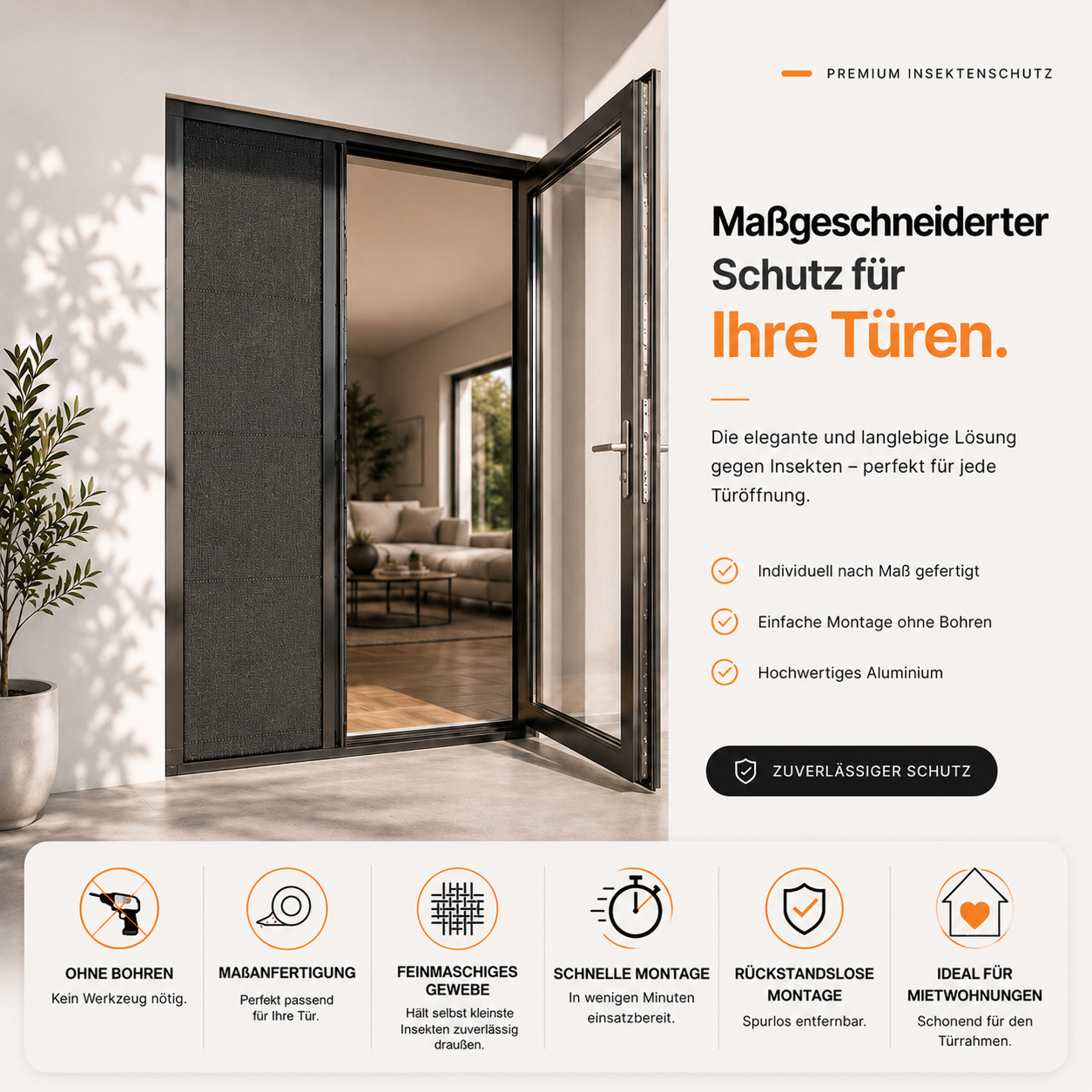 Fliegengitter Plissee Türe